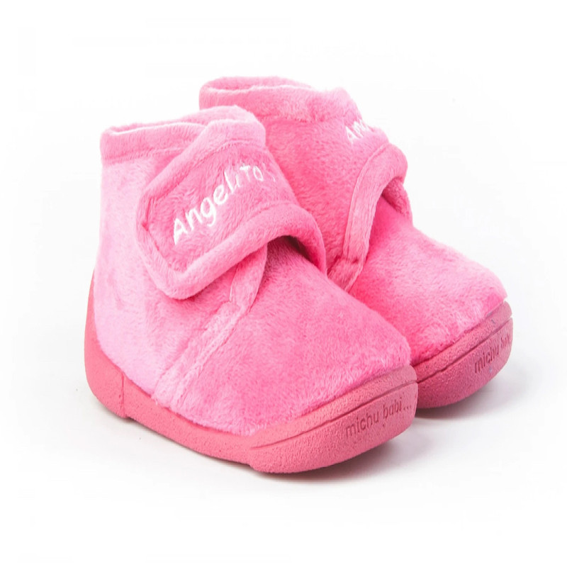 Made in Spain EU20-23 Baby Girl Non Slip Velcro Bootie Shoes Fuchsia